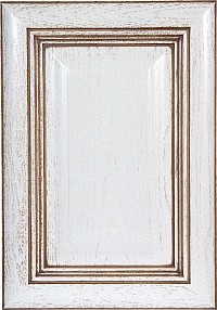 Фасад Милано Дуб кухонный филёнка: стандарт, текстура: витая, цвет: белый, патина: RAL 7006, лак: матовый